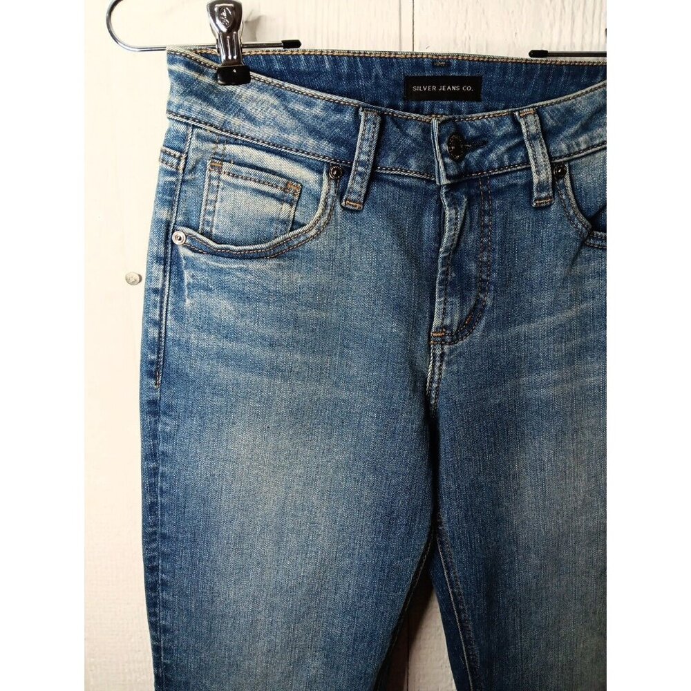 Silver Jeans Avery Straight Womens 27x31 Blue Medium Wash Denim Stretch Blend - Picture 4 of 8